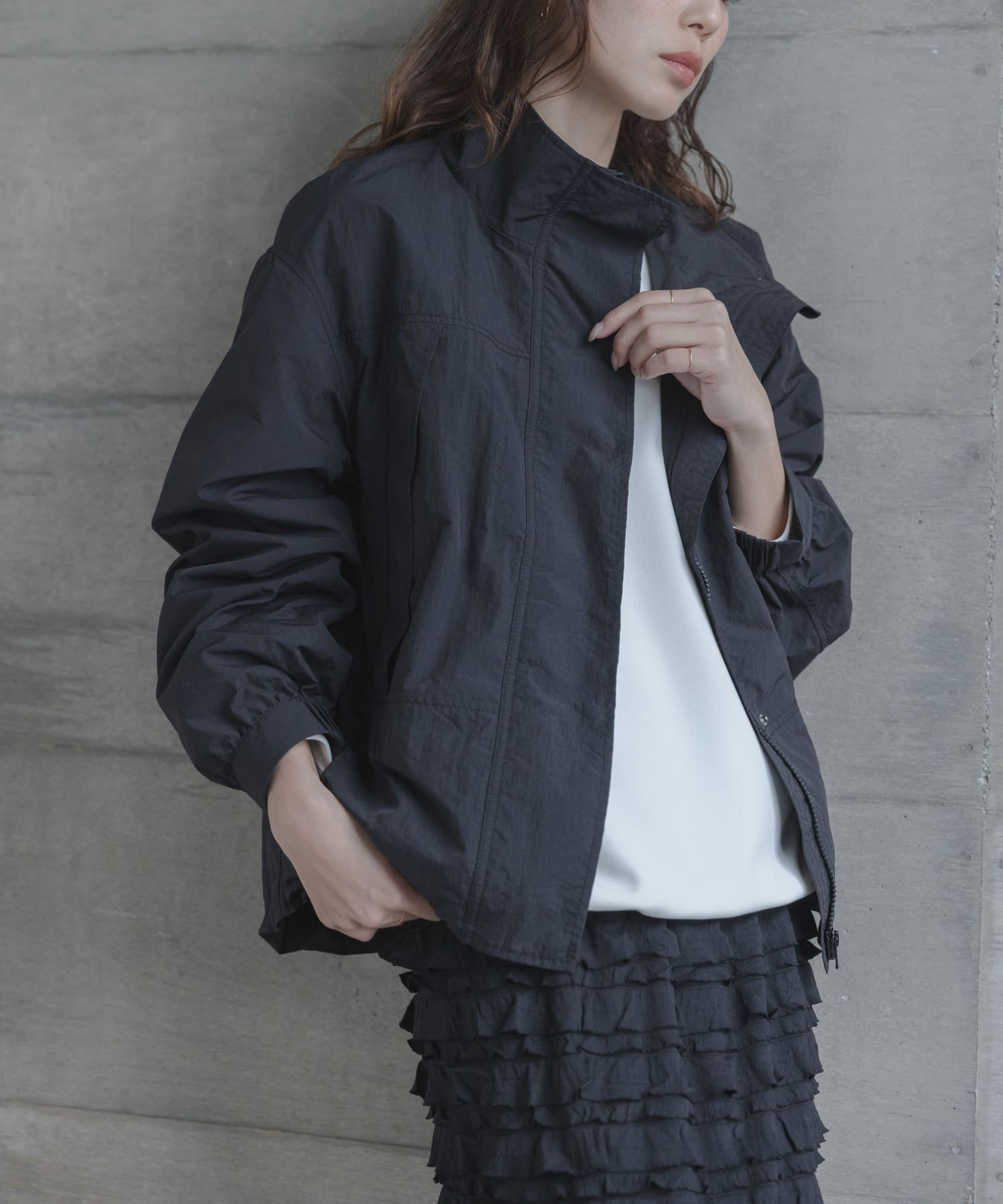 【サニーレーベル/Sonny Label / URBAN RESEARCH】の撥水スタンドカラーナイロンブルゾン インテリア・キッズ・メンズ・レディースファッション・服の通販 founy(ファウニー) 　ファッション　Fashion　レディースファッション　Fashion for Women　アウター　Coat / Outerwear Collection　ブルゾンジャケット・スポーティアウター　Blouson Jackets　カフス　Cuff Design　ジャケット　Jacket, Outerwear　スタンド　Stand Collar, Upright Stand　ドローコード　Drawcord, Drawstring Cord　バランス　Balance, Style Balance　フロント　Front, Front Design　ボトム　Bottoms, Lower Wear　ポケット　Pocket, Pocket Detail　S/S・春夏　SS, Spring/Summer, Warm Season　おすすめ　Recommended / Our Picks　夏　Summer　2026年　2026　2026春夏・S/S　Spring/Summer 2026 SS26　ブラック|ID: prp329100004992357 ipo3291000000037388126