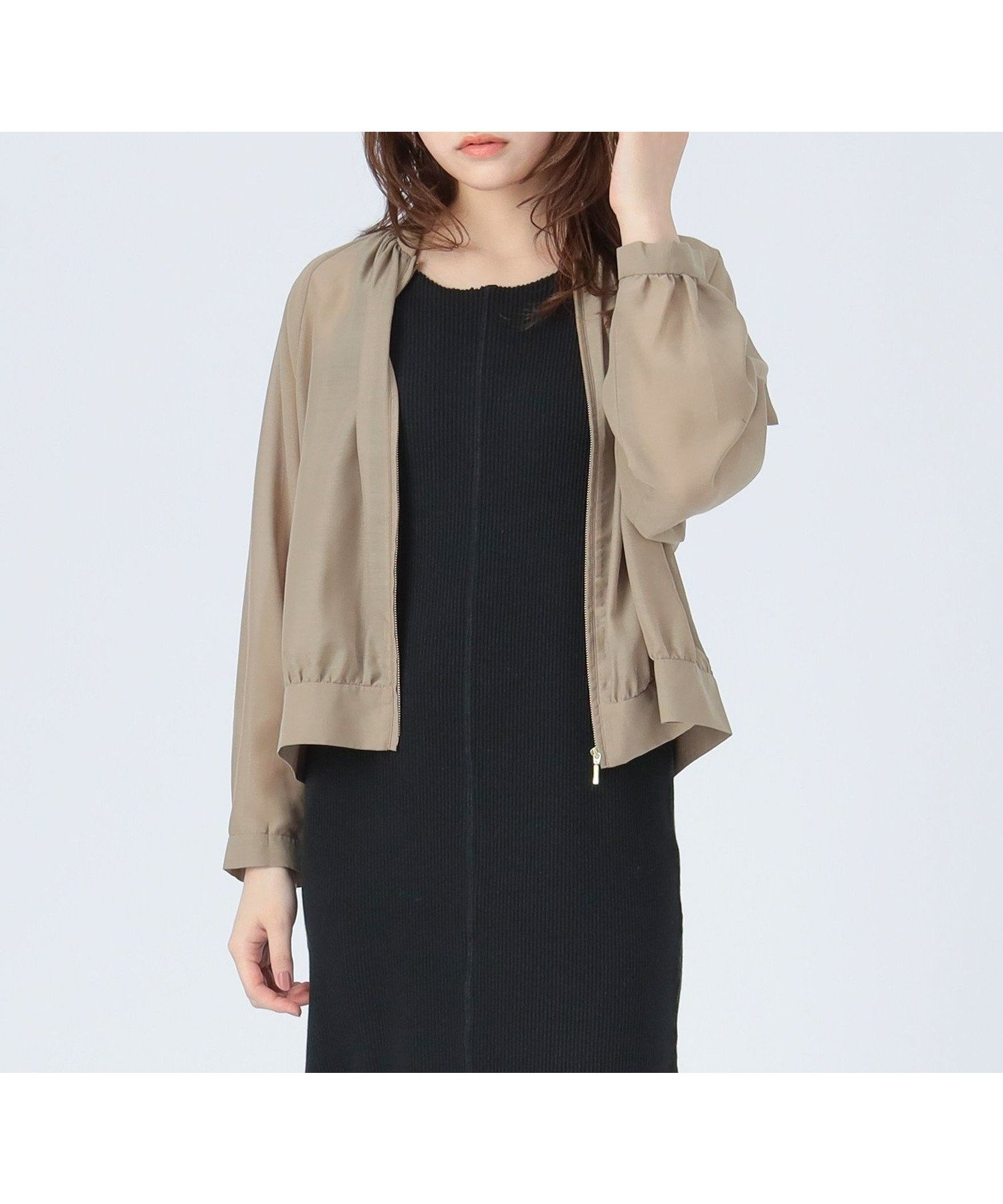 【ビームス ハート/BEAMS HEART】のバックヨーク シアー ブルゾン インテリア・キッズ・メンズ・レディースファッション・服の通販 founy(ファウニー) 　ファッション　Fashion　レディースファッション　Fashion for Women　アウター　Coat / Outerwear Collection　ブルゾンジャケット・スポーティアウター　Blouson Jackets　バッグ　Bags　おすすめ　Recommended / Our Picks　インナー　Innerwear　キャミソール　Camisole, Spaghetti Strap Top　シアー　Sheer, See-Through　ジップ　Zip, Zipper　スラックス　Slacks, Dress Pants　トレンド　Trend, Trending Now　ブルゾン　Blouson, Bomber Jacket　プリーツ　Pleats, Pleated　ヨーク　Yoke, Yoke Design　エレガント 上品　Elegant　LIGHT BEIGE|ID: prp329100004992375 ipo3291000000037388233