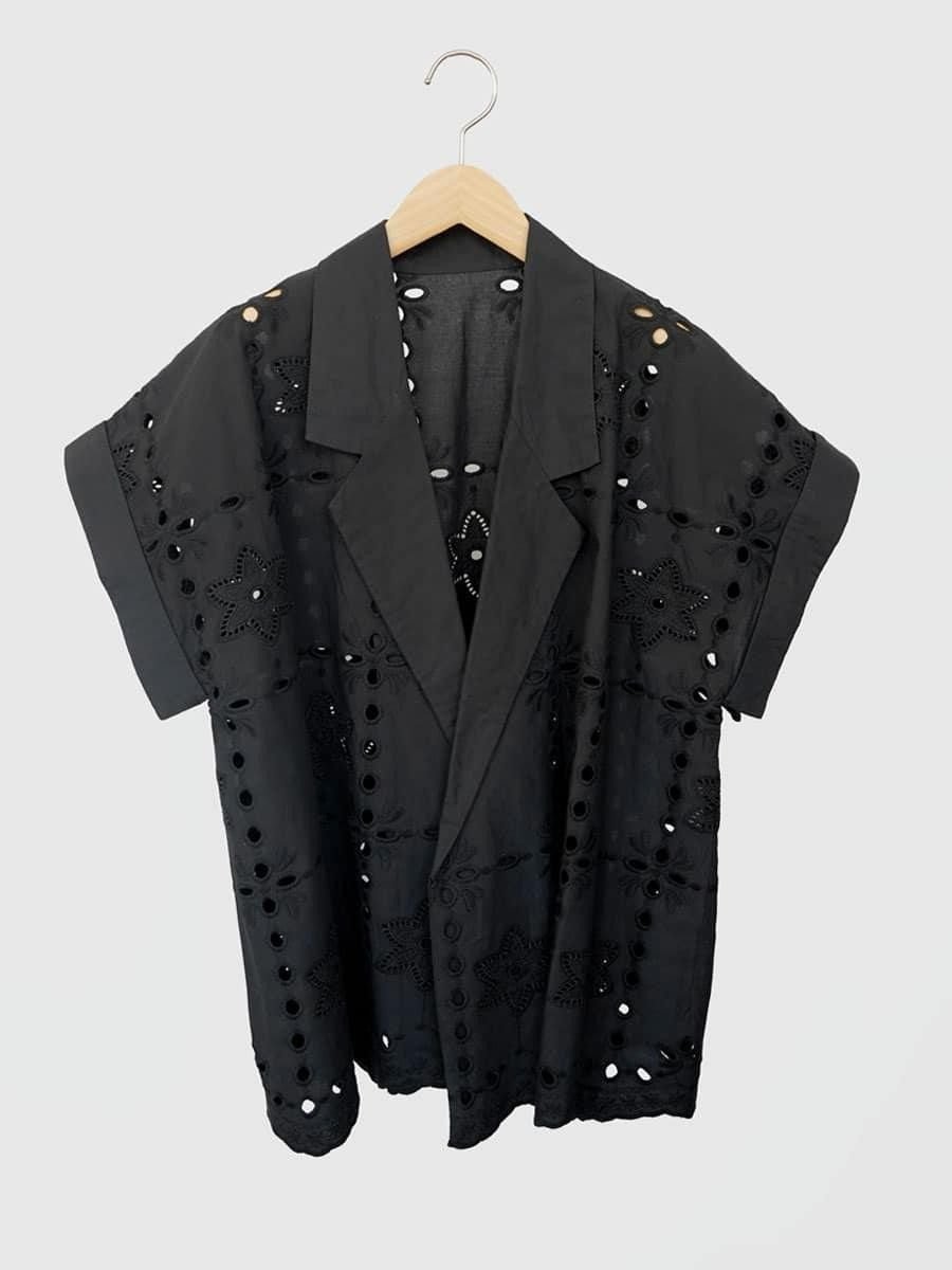 【ラシュッド/LASUD】のEyelet embroidery cotton jacket インテリア・キッズ・メンズ・レディースファッション・服の通販 founy(ファウニー) 　ファッション　Fashion　レディースファッション　Fashion for Women　アウター　Coat / Outerwear Collection　レディースジャケット・軽アウター　Jackets　アイレット　Eyelet Lace　シフォン　Chiffon, Lightweight Fabric　ジャケット　Jacket, Outerwear　バランス　Balance, Style Balance　リネン　Linen, Linen Fabric　夏　Summer　春　Spring　S/S・春夏　SS, Spring/Summer, Warm Season　ブラック|ID: prp329100004992383 ipo3291000000037388266