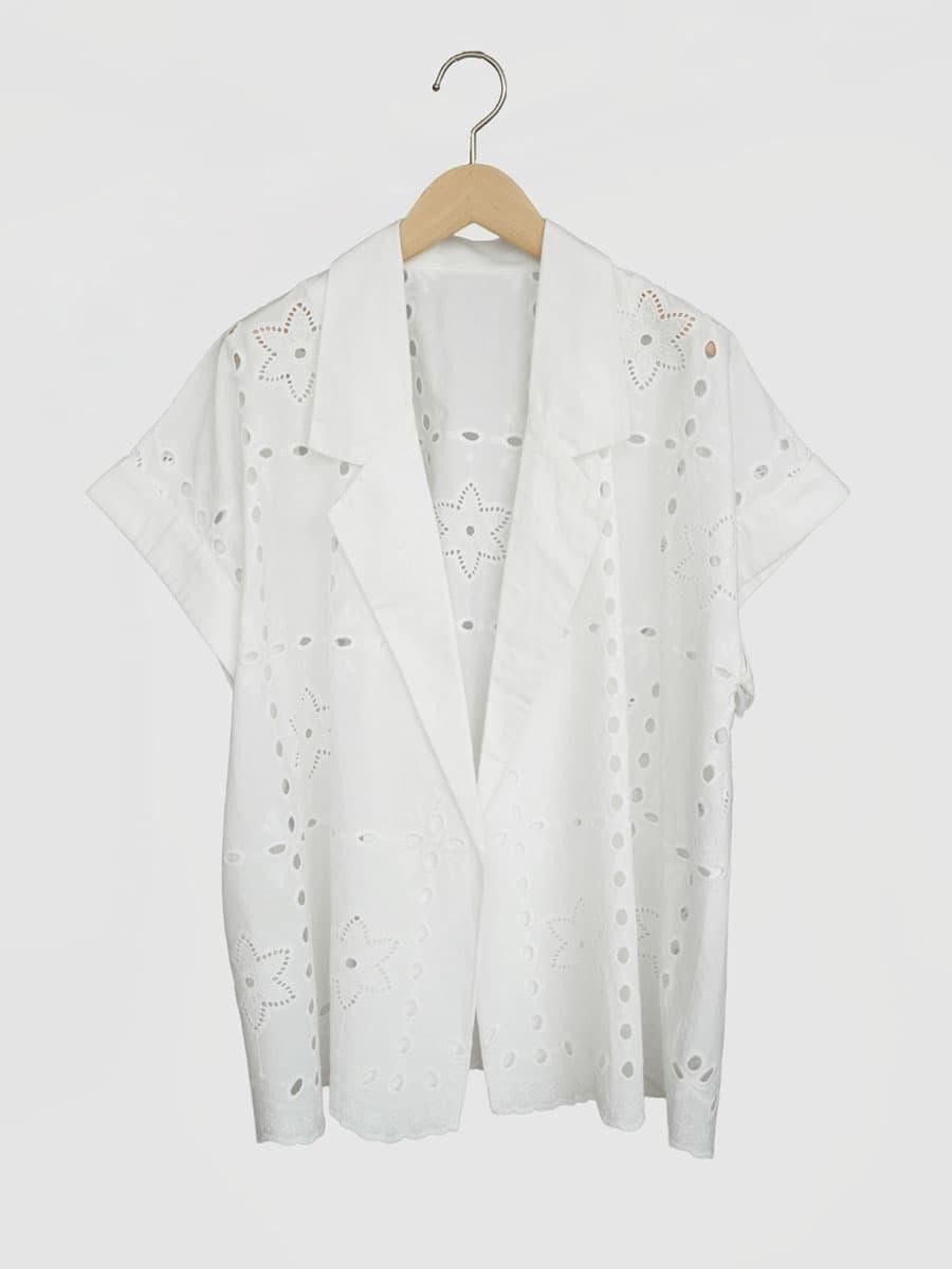 【ラシュッド/LASUD】のEyelet embroidery cotton jacket インテリア・キッズ・メンズ・レディースファッション・服の通販 founy(ファウニー) 　ファッション　Fashion　レディースファッション　Fashion for Women　アウター　Coat / Outerwear Collection　レディースジャケット・軽アウター　Jackets　アイレット　Eyelet Lace　シフォン　Chiffon, Lightweight Fabric　ジャケット　Jacket, Outerwear　バランス　Balance, Style Balance　リネン　Linen, Linen Fabric　夏　Summer　春　Spring　S/S・春夏　SS, Spring/Summer, Warm Season　ホワイト|ID: prp329100004992383 ipo3291000000037388267