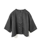 【マーコート/MARcourt】のmizuiro ind リネンダブルクルーネックシャツ 大人の最旬トレンドファッション＆コーディネート founy(ファウニー) ファッション Fashion レディースファッション Fashion for Women トップス・カットソー Cut & Sew Tops シャツ・ブラウス・オフィスカジュアル Elegant Blouses & Button-Ups シンプル Simple, Minimal フレンチ French, French Style ボトム Bottoms, Lower Wear ポケット Pocket, Pocket Detail リネン Linen, Linen Fabric 無地 Plain, Solid Color thumbnail ブラック|ID: prp329100004992394 ipo3291000000037388370