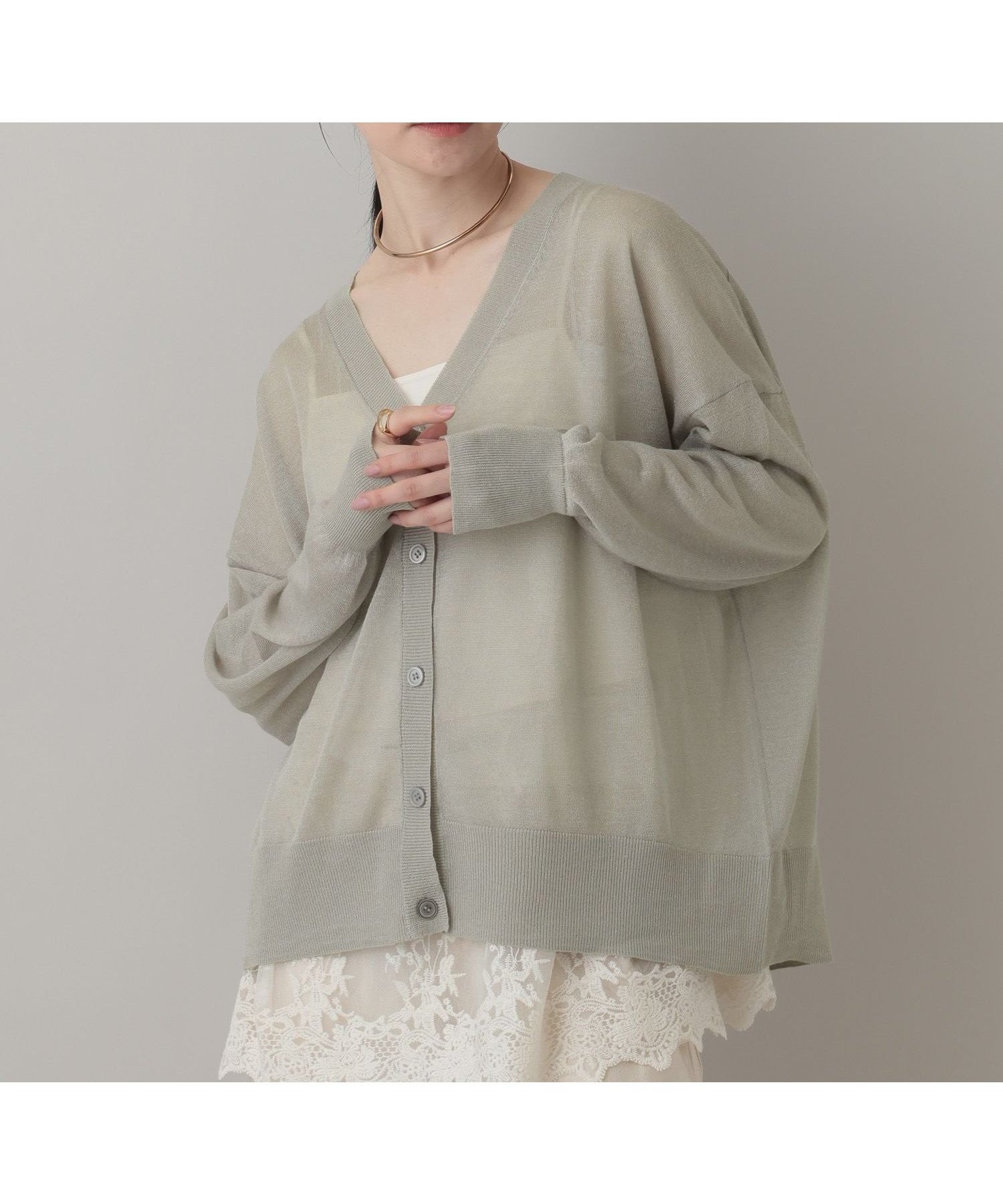 【アパートバイローリーズ/apart by lowrys】の【WEB限定】ラメシアーBIGカーディガン インテリア・キッズ・メンズ・レディースファッション・服の通販 founy(ファウニー) 　ファッション　Fashion　レディースファッション　Fashion for Women　トップス・カットソー　Cut & Sew Tops　カーディガン・羽織り　Layered Style Cardigans　カーディガン　Cardigan, Knitwear　シアー　Sheer, See-Through　シンプル　Simple, Minimal　エレガント 上品　Elegant　夏　Summer　羽織　Haori, Light Jacket　ライトグレー12|ID: prp329100004992436 ipo3291000000037388620