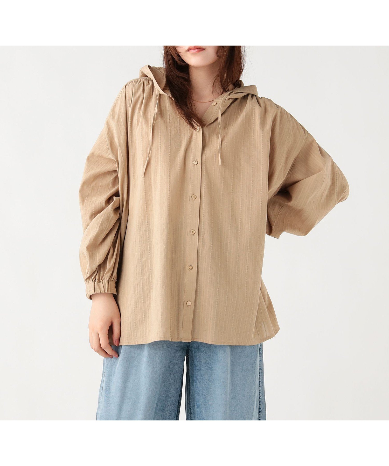 【ビームス ハート/BEAMS HEART】のドビー フーディー ブラウス インテリア・キッズ・メンズ・レディースファッション・服の通販 founy(ファウニー) 　ファッション　Fashion　レディースファッション　Fashion for Women　トップス・カットソー　Cut & Sew Tops　シャツ・ブラウス・オフィスカジュアル　Elegant Blouses & Button-Ups　タンク　Tank Top, Sleeveless Top　デニム　Denim, Jeans Material　フェミニン　Feminine, Girly　フロント　Front, Front Design　リラックス　Relax, Relaxed Fit　ワイド　Wide, Wide Fit　おすすめ　Recommended / Our Picks　BEIGE|ID: prp329100004992458 ipo3291000000037388777