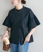 【ディスコート/Discoat】の【WEB限定】前あき袖フリルブラウス 大人の最旬トレンドファッション＆コーディネート founy(ファウニー) ファッション Fashion レディースファッション Fashion for Women トップス・カットソー Cut & Sew Tops シャツ・ブラウス・オフィスカジュアル Elegant Blouses & Button-Ups フリル Frill, Ruffle エレガント 上品 Elegant 夏 Summer thumbnail ブラック|ID: prp329100004992470 ipo3291000000037388890