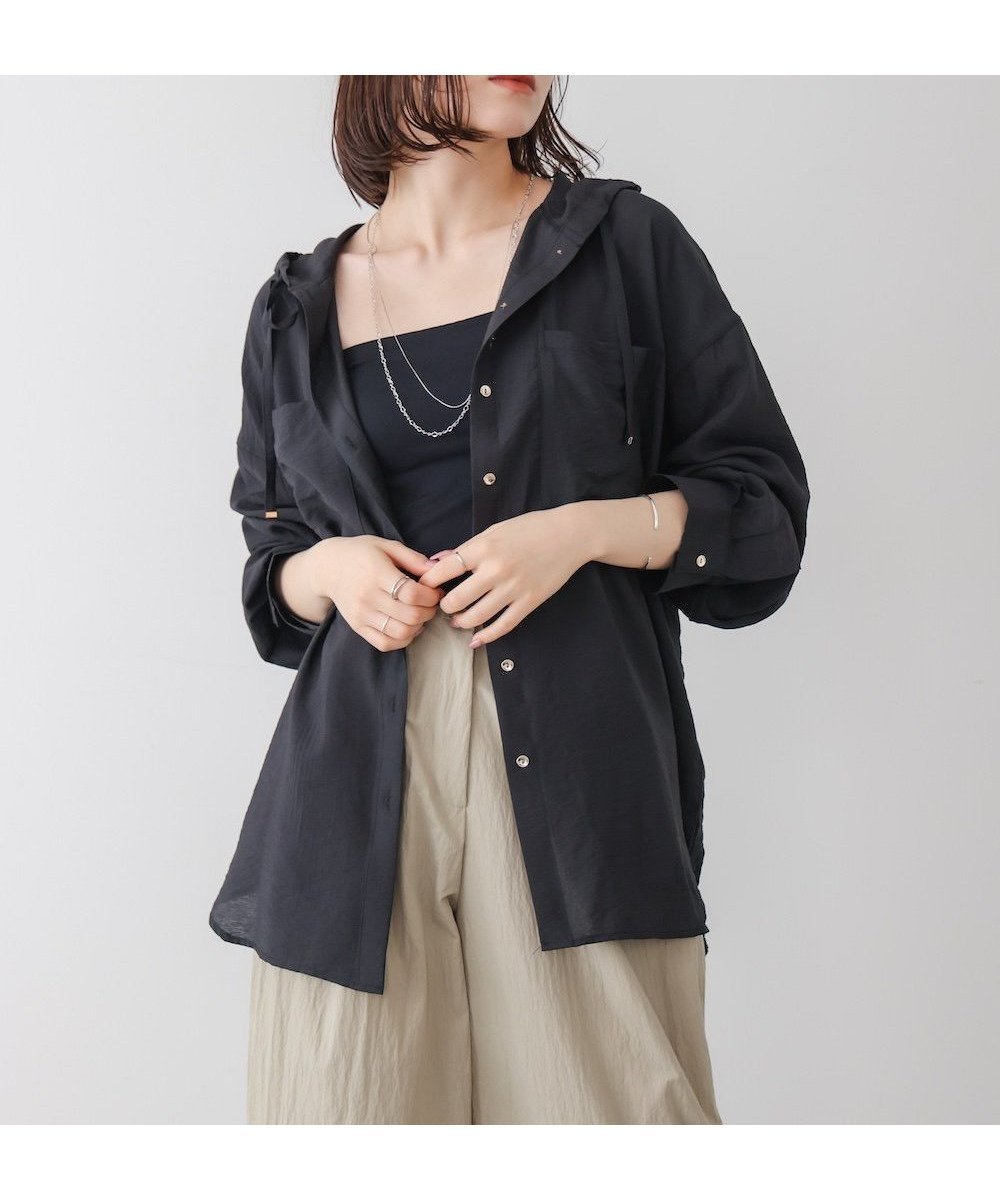 【バブ ブージュルード/Bab Bou Jeloud】のフーデットシャツ インテリア・キッズ・メンズ・レディースファッション・服の通販 founy(ファウニー) 　ファッション　Fashion　レディースファッション　Fashion for Women　トップス・カットソー　Cut & Sew Tops　シャツ・ブラウス・オフィスカジュアル　Elegant Blouses & Button-Ups　メタル　Metal, Metal Parts　エレガント 上品　Elegant　再入荷　Restock / Back in Stock　CCL|ID: prp329100004992474 ipo3291000000037388911