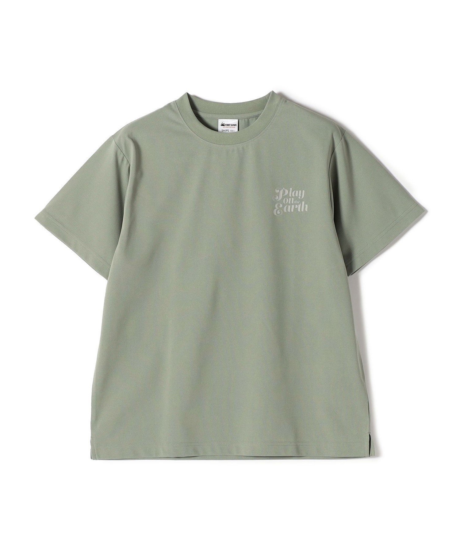 【シップス/SHIPS】の【SHIPS Colors 別注】FIRST DOWN 撥水 エンブロイダリー ロゴ Tシャツ インテリア・キッズ・メンズ・レディースファッション・服の通販 founy(ファウニー) 　ファッション　Fashion　レディースファッション　Fashion for Women　トップス・カットソー　Cut & Sew Tops　シャツ・ブラウス・オフィスカジュアル　Elegant Blouses & Button-Ups　ロングTシャツ・Tシャツ　Longline T-Shirts & Tees　アウトドア　Outdoor Clothing　インナー　Innerwear　エンブロイダリー　Embroidery Design　コンビ　Combo, Combination Style　ジャケット　Jacket, Outerwear　ダウン　Down, Puffer　プリント　Print, Printed Pattern　別注　Limited Edition, Custom Order　メンズ　Men's, Menswear　A/W・秋冬　Autumn/Winter　アウトレット　Outlet / Clearance　おすすめ　Recommended / Our Picks　夏　Summer　ビジネス 仕事 通勤　Business / Work / Commuting　2025年　2025　2025春夏・S/S　Spring/Summer 2025 SS25　ライトグリーン|ID: prp329100004992498 ipo3291000000037389092