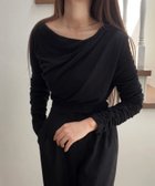 【ジュノア/JUNOAH】のドレープデザインカットソー 大人の最旬トレンドファッション＆コーディネート founy(ファウニー) ファッション Fashion レディースファッション Fashion for Women トップス・カットソー Cut & Sew Tops カットソー・ベーシックTシャツ Cut-and-Sewn Tops / Stretch Tees & Basics thumbnail ブラック|ID: prp329100004992501 ipo3291000000037389122
