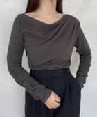 【ジュノア/JUNOAH】のドレープデザインカットソー 大人の最旬トレンドファッション＆コーディネート founy(ファウニー) ファッション Fashion レディースファッション Fashion for Women トップス・カットソー Cut & Sew Tops カットソー・ベーシックTシャツ Cut-and-Sewn Tops / Stretch Tees & Basics thumbnail チャコール|ID: prp329100004992501 ipo3291000000037389123