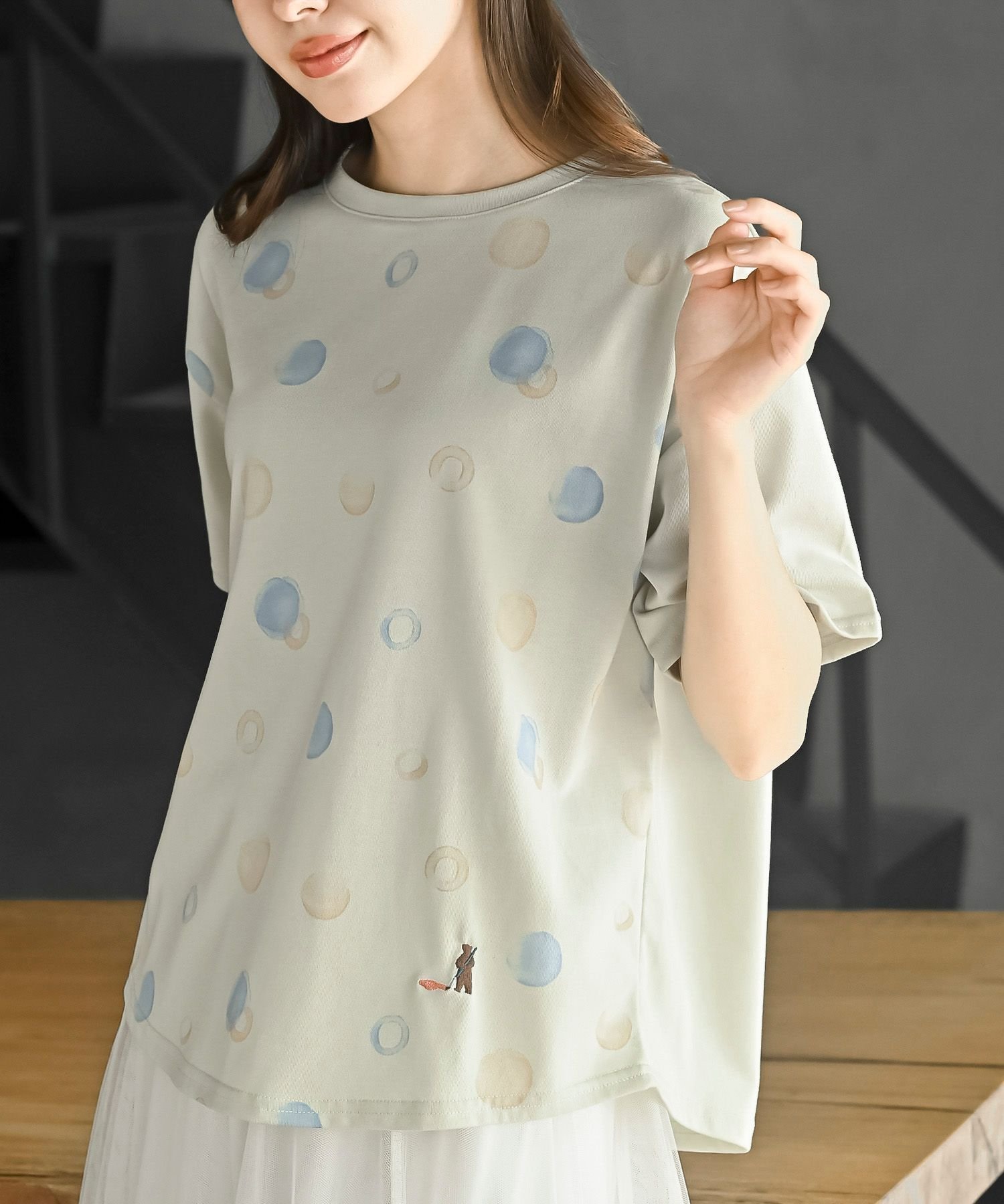 【アールピーエス/rps】のFeelCoolドットTシャツ インテリア・キッズ・メンズ・レディースファッション・服の通販 founy(ファウニー) ファッション Fashion レディースファッション Fashion for Women トップス・カットソー Cut & Sew Tops シャツ・ブラウス・オフィスカジュアル Elegant Blouses & Button-Ups ロングTシャツ・Tシャツ Longline T-Shirts & Tees ドット Polka Dot, Dot Pattern プリント Print, Printed Pattern ワイド Wide, Wide Fit ミントグリーン|ID: prp329100004992503 ipo3291000000037389137