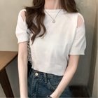 【ミニミニストア/miniministore】のショート丈 ニットトップス へそ出し 大人の最旬トレンドファッション＆コーディネート founy(ファウニー) ファッション Fashion レディースファッション Fashion for Women トップス・カットソー Cut & Sew Tops ニット Knit Tops & Sweaters アクリル Acrylic Material カットソー Cut and Sewn Top クロップド Cropped, Short Length サマー Summer, Summer Style ショート Short, Short Length バランス Balance, Style Balance ラウンド Round, Round Neck 夏 Summer thumbnail ホワイト|ID: prp329100004992513 ipo3291000000037389206