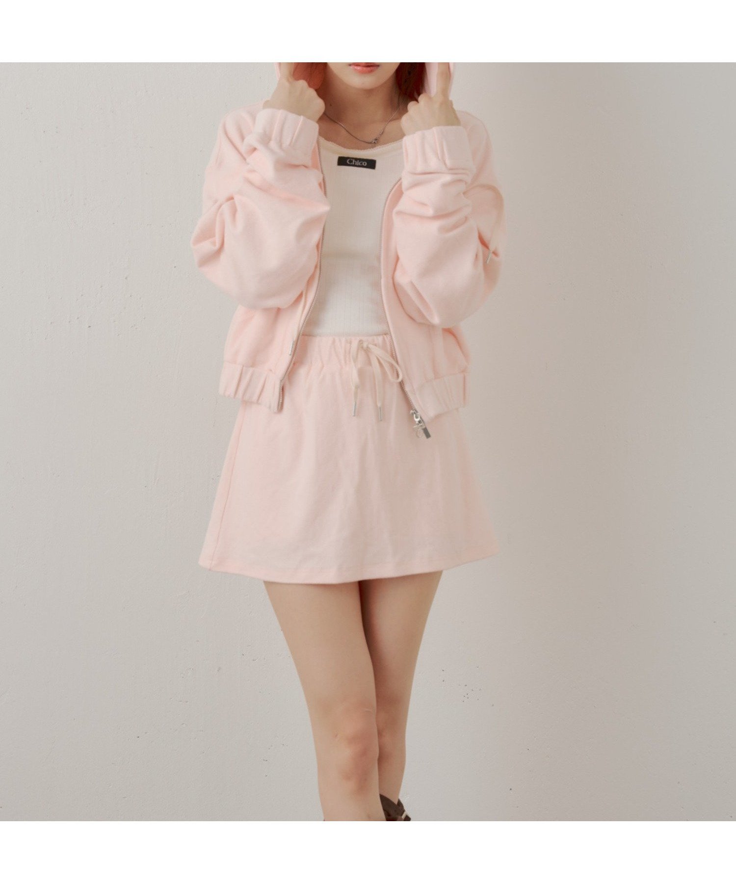 【パルグループ/PAL GROUP】の【Chico】バックロゴタイトミニスカート インテリア・キッズ・メンズ・レディースファッション・服の通販 founy(ファウニー) 　ファッション　Fashion　レディースファッション　Fashion for Women　スカート　Skirts　ミニスカート　Mini Skirts　バッグ　Bags　クロップド　Cropped, Short Length　セットアップ　Set-Up, Coordinated Outfit　パーカー　Hoodie, Parka　ロング　Long, Long-Length　再入荷　Restock / Back in Stock　おすすめ　Recommended / Our Picks　ピンク|ID: prp329100004992564 ipo3291000000037389797