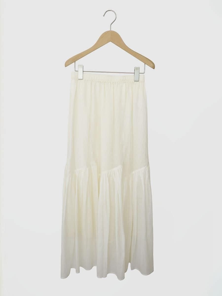 【ラシュッド/LASUD】のSheer check tiered skirt インテリア・キッズ・メンズ・レディースファッション・服の通販 founy(ファウニー) 　ファッション　Fashion　レディースファッション　Fashion for Women　スカート　Skirts　ティアードスカート　Tiered Skirts　おすすめ　Recommended / Our Picks　エアリー　Airy Texture　カーディガン　Cardigan, Knitwear　コンパクト　Compact, Small Size　シアー　Sheer, See-Through　ティアード　Tiered, Tiered Style　ロング　Long, Long-Length　アイボリー|ID: prp329100004992570 ipo3291000000037389820