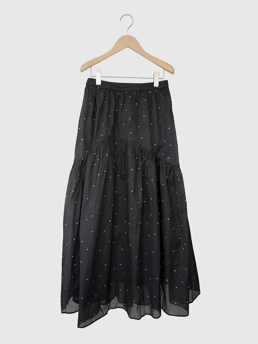 【ラシュッド/LASUD】のSquare dot gather skirt インテリア・キッズ・メンズ・レディースファッション・服の通販 founy(ファウニー) 　ファッション　Fashion　レディースファッション　Fashion for Women　スカート　Skirts　おすすめ　Recommended / Our Picks　ギャザー　Gathered, Ruffled　シルバー　Silver, Metallic Silver　スクエア　Square, Square Shape　ドット　Polka Dot, Dot Pattern　ブラック|ID: prp329100004992571 ipo3291000000037389822
