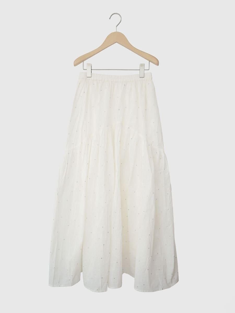 【ラシュッド/LASUD】のSquare dot gather skirt インテリア・キッズ・メンズ・レディースファッション・服の通販 founy(ファウニー) 　ファッション　Fashion　レディースファッション　Fashion for Women　スカート　Skirts　おすすめ　Recommended / Our Picks　ギャザー　Gathered, Ruffled　シルバー　Silver, Metallic Silver　スクエア　Square, Square Shape　ドット　Polka Dot, Dot Pattern　オフホワイト|ID: prp329100004992571 ipo3291000000037389823