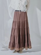 【ヴァン/Vin】の配色刺繍ティアードスカート 大人の最旬トレンドファッション＆コーディネート founy(ファウニー) ファッション Fashion レディースファッション Fashion for Women スカート Skirts ティアードスカート Tiered Skirts おすすめ Recommended / Our Picks チェック Check, Plaid, Tartan ティアードスカート Tiered Skirt, Flounced Skirt フェミニン Feminine, Girly thumbnail ブラウン|ID: prp329100004992574 ipo3291000000037389834