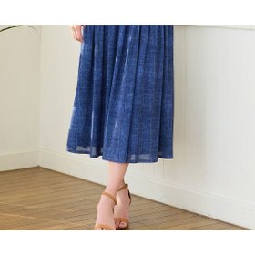 【ミゼール/MISSEL】の【洗える・セットアップ可・3Lサイズあり】チュールデニムフレアスカート 大人の最旬トレンドファッション＆コーディネート founy(ファウニー) ファッション Fashion レディースファッション Fashion for Women セットアップ Matching Sets スカート・ミニ/ミディ/マキシ Skirts / Mini, Midi & Maxi Skirts スカート Skirts Aライン・フレアスカート A-Line & Flared Skirts エレガント 上品 Elegant 洗える Machine Washable ギャザー Gathered, Ruffled サンダル Sandals, Summer Shoes シューズ Shoes, Footwear セットアップ Set-Up, Coordinated Outfit チュール Tulip, Tulip Motif デニム Denim, Jeans Material フラット Flat, Flat Shoes フレア Flare, Flared プリント Print, Printed Pattern ポケット Pocket, Pocket Detail |ID:prp329100004992575
