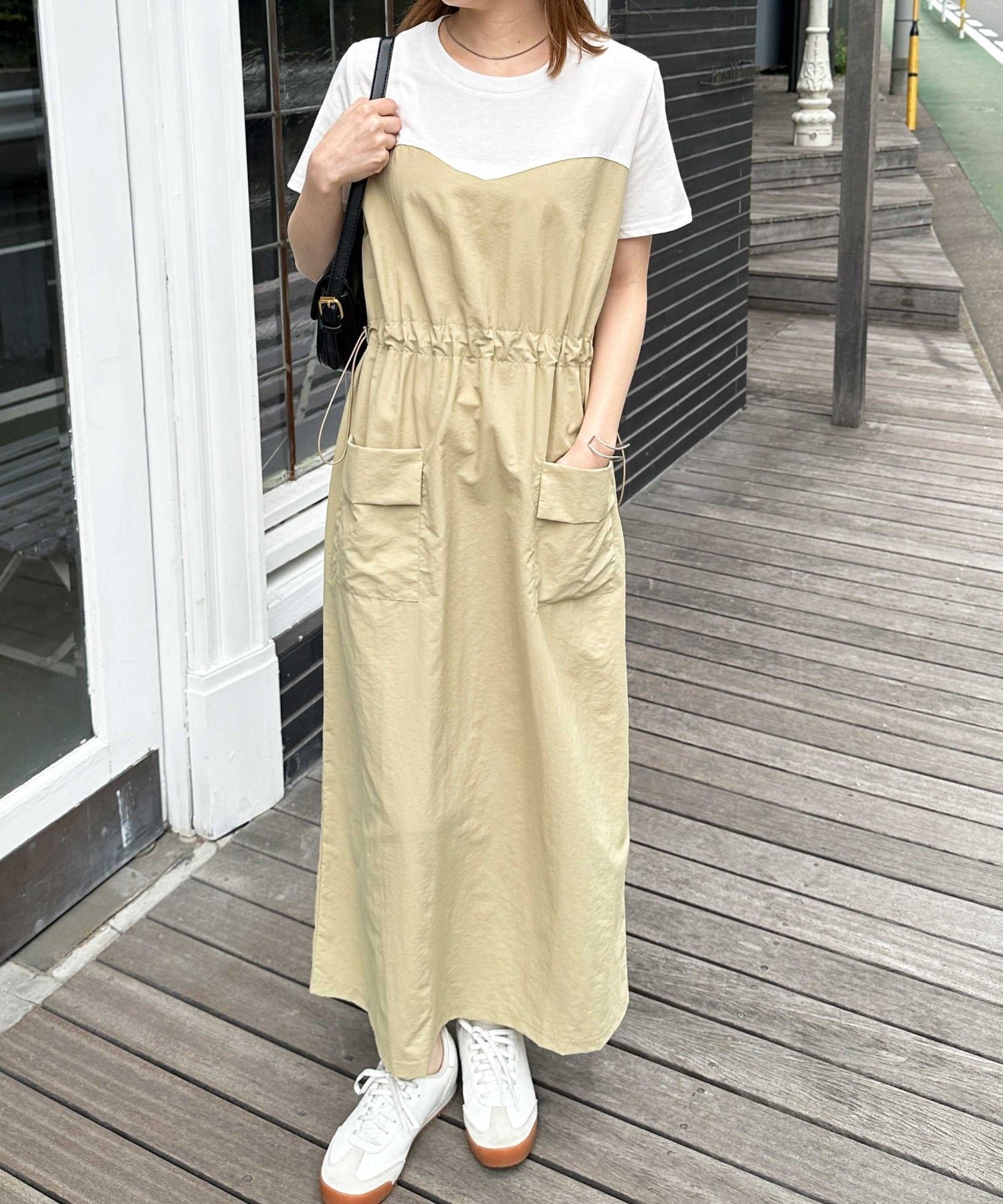 【ラナン/Ranan】のワークデザインドッキングワンピース インテリア・キッズ・メンズ・レディースファッション・服の通販 founy(ファウニー) 　ファッション　Fashion　レディースファッション　Fashion for Women　ワンピース　Dresses　アウトドア　Outdoor Clothing　カットソー　Cut and Sewn Top　スニーカー　Sneakers, Trainers　トレンド　Trend, Trending Now　ドッキング　Docking, Mixed Material　人気　Popular, Best Seller　ポケット　Pocket, Pocket Detail　ミックス　Mix, Mixed Style　ワーク　Workwear, Utility Style　再入荷　Restock / Back in Stock　おすすめ　Recommended / Our Picks　OW/BE|ID: prp329100004992587 ipo3291000000037389882