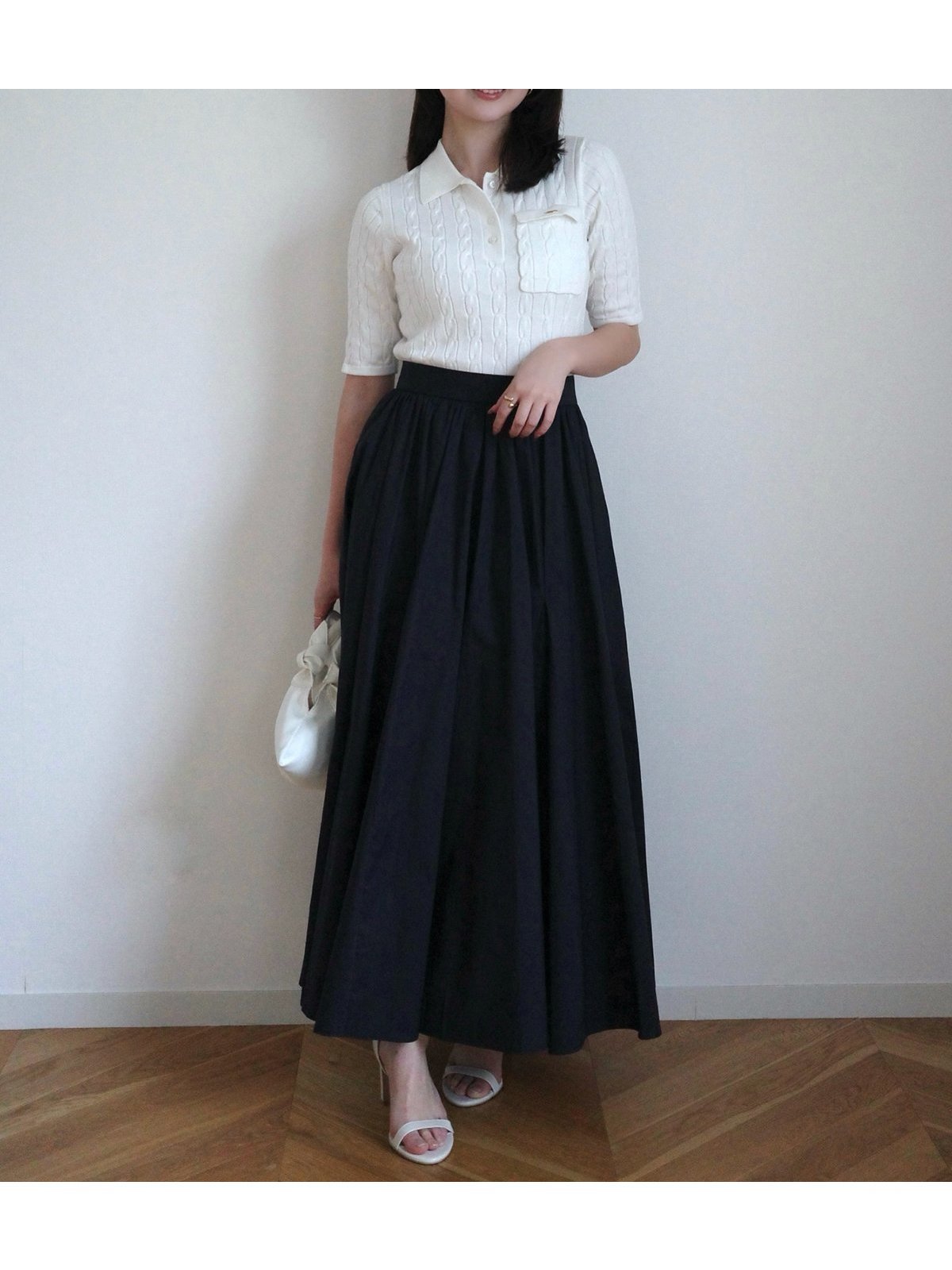 【アニュアンス/anuans】のケーブルポロニットドッキングワンピース インテリア・キッズ・メンズ・レディースファッション・服の通販 founy(ファウニー) 　ファッション　Fashion　レディースファッション　Fashion for Women　ワンピース　Dresses　クラシカル　Classical, Vintage-Inspired　ドッキング　Docking, Mixed Material　フィット　Fit, Slim Fit　フラット　Flat, Flat Shoes　フレア　Flare, Flared　WHITE|ID: prp329100004992589 ipo3291000000037389894