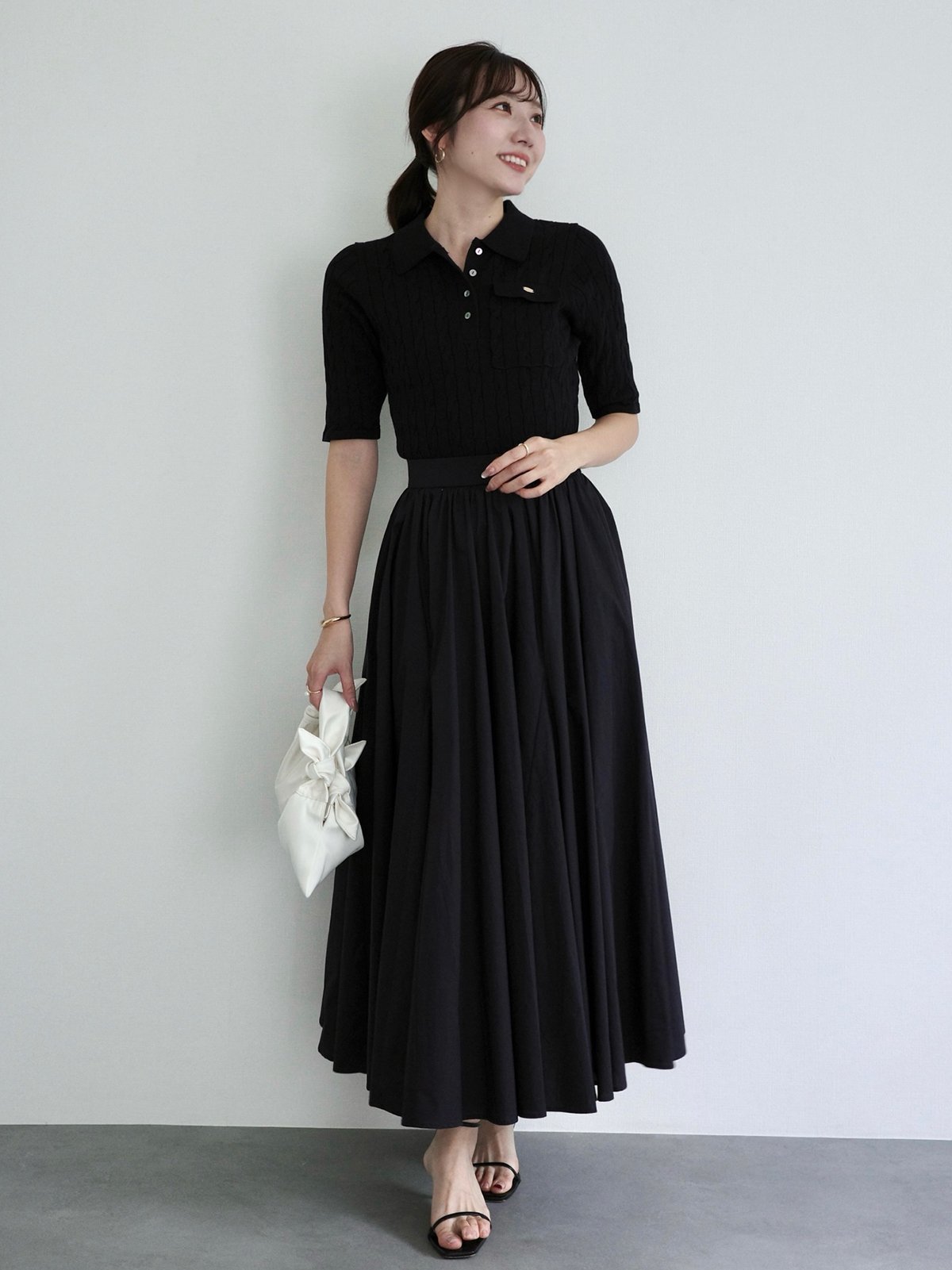 【アニュアンス/anuans】のケーブルポロニットドッキングワンピース インテリア・キッズ・メンズ・レディースファッション・服の通販 founy(ファウニー) 　ファッション　Fashion　レディースファッション　Fashion for Women　ワンピース　Dresses　クラシカル　Classical, Vintage-Inspired　ドッキング　Docking, Mixed Material　フィット　Fit, Slim Fit　フラット　Flat, Flat Shoes　フレア　Flare, Flared　NAVY|ID: prp329100004992589 ipo3291000000037389895