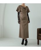【その他のブランド/Other】のサテンドレープデザイントワンピース(レースアームカバー付き) 大人の最旬トレンドファッション＆コーディネート founy(ファウニー) ファッション Fashion レディースファッション Fashion for Women ワンピース Dresses ウェーブ Wavy Pattern エレガント 上品 Elegant サテン Satin, Glossy Fabric スタイリッシュ Stylish, Fashionable ストレート Straight, Straight Cut スマート Smart, Elegant デコルテ Décolleté, Neckline ドレープ Drape, Draping Fabric フレーム Frame, Outline フロント Front, Front Design ヨーク Yoke, Yoke Design thumbnail ベージュ×黒|ID: prp329100004992600 ipo3291000000037389949