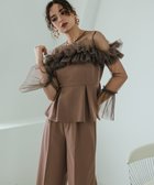 【その他のブランド/Other】の4WAYチュールフリルデザインブラウスパンツドレス 大人の最旬トレンドファッション＆コーディネート founy(ファウニー) ファッション Fashion レディースファッション Fashion for Women パンツ Pants & Trousers ウェーブ Wavy Pattern スタイリッシュ Stylish, Fashionable ストレート Straight, Straight Cut チュール Tulip, Tulip Motif デコルテ Décolleté, Neckline バランス Balance, Style Balance フリル Frill, Ruffle フレーム Frame, Outline ペプラム Peplum, Flared Hem thumbnail ブラウン|ID: prp329100004992602 ipo3291000000037389957