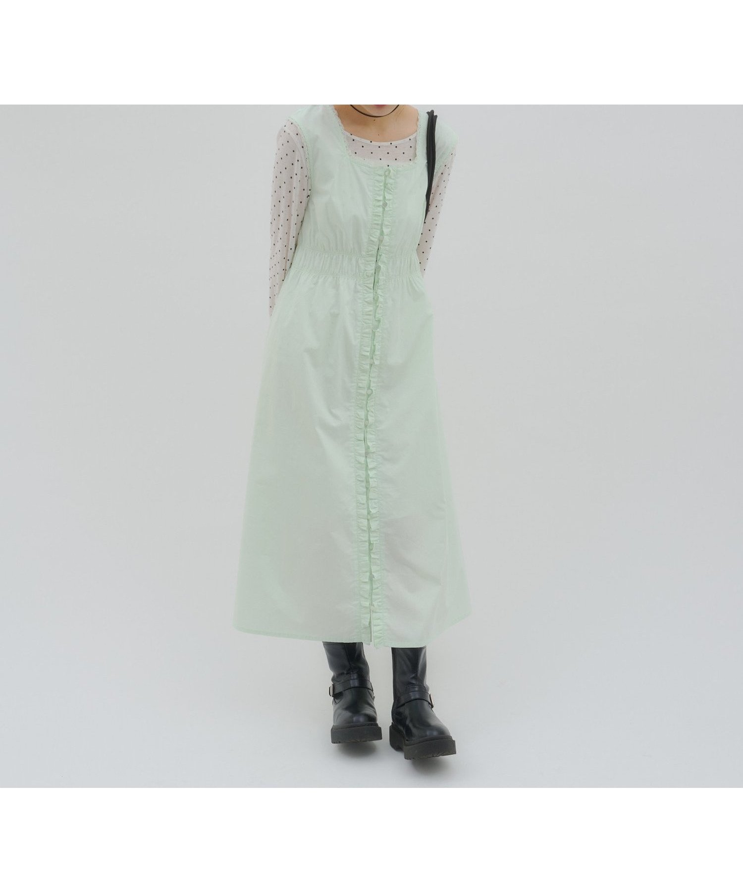 【ディスコート/Discoat】の【umm.】フロントフリルノースリワンピース インテリア・キッズ・メンズ・レディースファッション・服の通販 founy(ファウニー) 　ファッション　Fashion　レディースファッション　Fashion for Women　ワンピース　Dresses　2026年　2026　2026春夏・S/S　Spring/Summer 2026 SS26　ミント|ID: prp329100004992628 ipo3291000000037390091