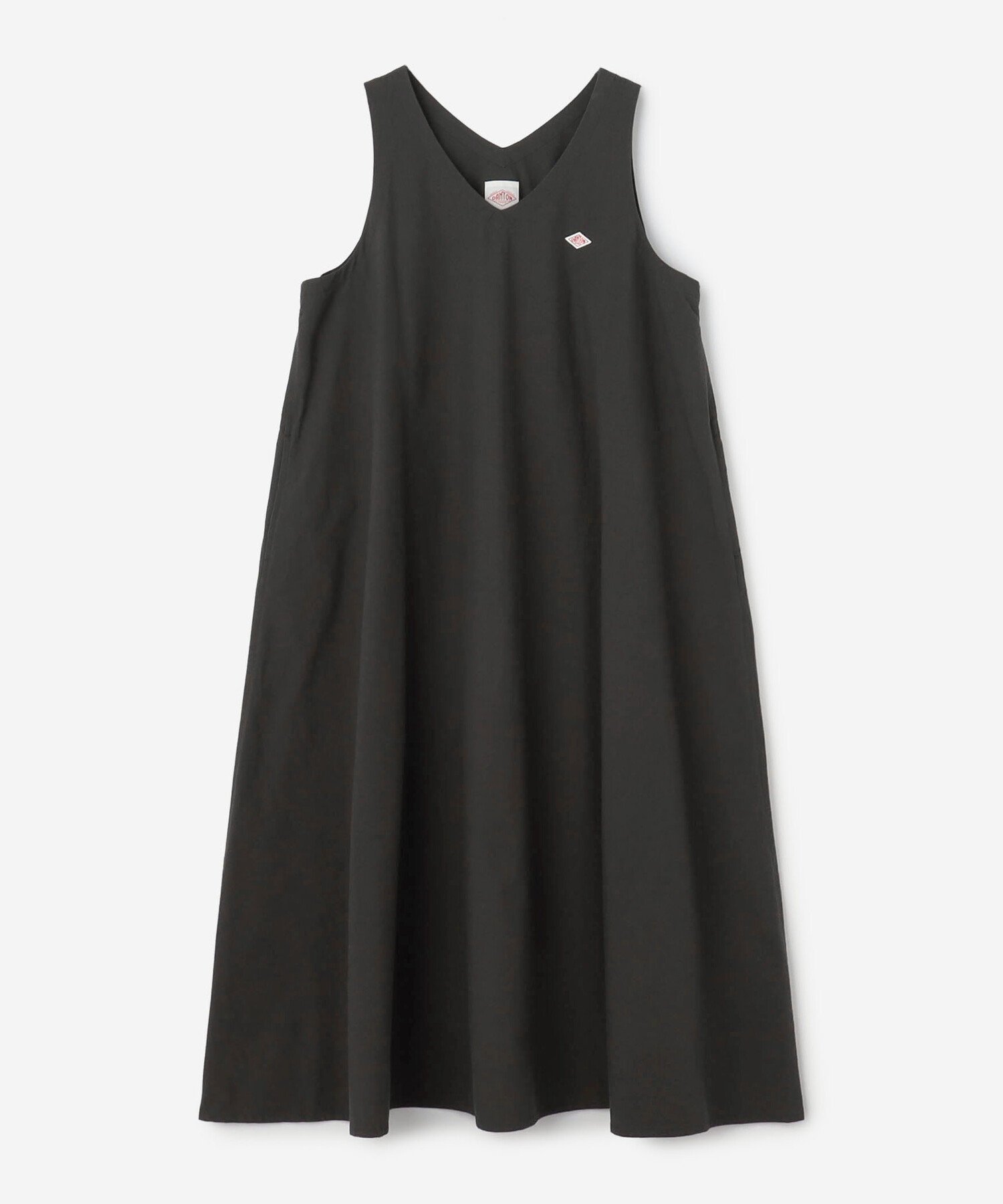 【ビショップ/Bshop】のハイカウントコットン Vネックワンピース WOMEN インテリア・キッズ・メンズ・レディースファッション・服の通販 founy(ファウニー) 　ファッション　Fashion　レディースファッション　Fashion for Women　ワンピース　Dresses　テクスチャー　Texture, Textured Fabric　ノースリーブ　Sleeveless, No-Sleeve　フランス　France, French　フレア　Flare, Flared　ループ　Loop, Loop Knit　ロング　Long, Long-Length　ワーク　Workwear, Utility Style　CHARCOAL|ID: prp329100004992656 ipo3291000000037390239