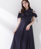 【プロポーション ボディドレッシング/PROPORTION BODY DRESSING】のEDIT COLOGNE フリルシャツワンピース 大人の最旬トレンドファッション＆コーディネート founy(ファウニー) ファッション Fashion レディースファッション Fashion for Women ワンピース Dresses シャツワンピース / 1枚で着映えコーデ Shirt Dresses パターン Pattern, Design Print フリル Frill, Ruffle リボン Ribbon, Bow thumbnail ネイビー|ID: prp329100004992658 ipo3291000000037390258