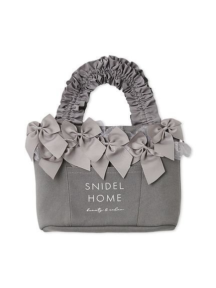 【スナイデル ホーム/SNIDEL HOME】のリボンバッグ インテリア・キッズ・メンズ・レディースファッション・服の通販 founy(ファウニー) 　ファッション　Fashion　レディースファッション　Fashion for Women　バッグ　Bags　おすすめ　Recommended / Our Picks　キャンバス　Canvas, Canvas Fabric　ギフト プレゼント　Gift / Present　ギャザー　Gathered, Ruffled　スマート　Smart, Elegant　チュール　Tulip, Tulip Motif　ドット　Polka Dot, Dot Pattern　ボックス　Boxy, Box Shape　ポケット　Pocket, Pocket Detail　ポーチ　Pouch, Small Case　リボン　Ribbon, Bow　人気　Popular, Best Seller　定番　Standard, Basic Item　GRY[006]|ID: prp329100004992693 ipo3291000000037392043