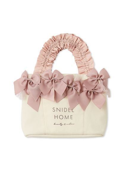 【スナイデル ホーム/SNIDEL HOME】のリボンバッグ インテリア・キッズ・メンズ・レディースファッション・服の通販 founy(ファウニー) 　ファッション　Fashion　レディースファッション　Fashion for Women　バッグ　Bags　おすすめ　Recommended / Our Picks　キャンバス　Canvas, Canvas Fabric　ギフト プレゼント　Gift / Present　ギャザー　Gathered, Ruffled　スマート　Smart, Elegant　チュール　Tulip, Tulip Motif　ドット　Polka Dot, Dot Pattern　ボックス　Boxy, Box Shape　ポケット　Pocket, Pocket Detail　ポーチ　Pouch, Small Case　リボン　Ribbon, Bow　人気　Popular, Best Seller　定番　Standard, Basic Item　PNK[066]|ID: prp329100004992693 ipo3291000000037392045