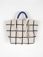 【ラシュッド/LASUD】のLoop embroidered check bag 大人の最旬トレンドファッション＆コーディネート founy(ファウニー) ファッション Fashion レディースファッション Fashion for Women バッグ Bags キャンバス Canvas, Canvas Fabric ショルダー Shoulder, Shoulder Strap ジュート Jute, Natural Fiber チェック Check, Plaid, Tartan チャーム Charm, Pendant ポケット Pocket, Pocket Detail 別注 Limited Edition, Custom Order thumbnail ブルー|ID: prp329100004992732 ipo3291000000037392302