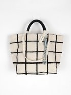 【ラシュッド/LASUD】のLoop embroidered check bag 大人の最旬トレンドファッション＆コーディネート founy(ファウニー) ファッション Fashion レディースファッション Fashion for Women バッグ Bags キャンバス Canvas, Canvas Fabric ショルダー Shoulder, Shoulder Strap ジュート Jute, Natural Fiber チェック Check, Plaid, Tartan チャーム Charm, Pendant ポケット Pocket, Pocket Detail 別注 Limited Edition, Custom Order thumbnail ブラック|ID: prp329100004992732 ipo3291000000037392303