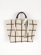 【ラシュッド/LASUD】のLoop embroidered check bag 大人の最旬トレンドファッション＆コーディネート founy(ファウニー) ファッション Fashion レディースファッション Fashion for Women バッグ Bags キャンバス Canvas, Canvas Fabric ショルダー Shoulder, Shoulder Strap ジュート Jute, Natural Fiber チェック Check, Plaid, Tartan チャーム Charm, Pendant ポケット Pocket, Pocket Detail 別注 Limited Edition, Custom Order thumbnail ダークブラウン|ID: prp329100004992732 ipo3291000000037392304
