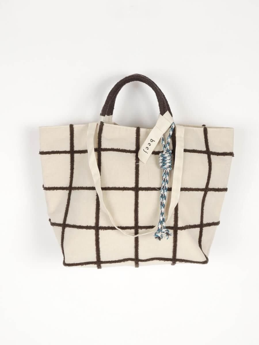 【ラシュッド/LASUD】のLoop embroidered check bag インテリア・キッズ・メンズ・レディースファッション・服の通販 founy(ファウニー) 　ファッション　Fashion　レディースファッション　Fashion for Women　バッグ　Bags　キャンバス　Canvas, Canvas Fabric　ショルダー　Shoulder, Shoulder Strap　ジュート　Jute, Natural Fiber　チェック　Check, Plaid, Tartan　チャーム　Charm, Pendant　ポケット　Pocket, Pocket Detail　別注　Limited Edition, Custom Order　ダークブラウン|ID: prp329100004992732 ipo3291000000037392304