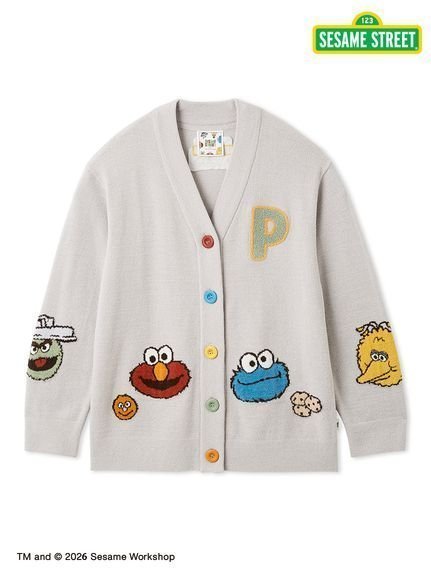 【ジェラート ピケ/gelato pique】の【SESAME STREET】エアリーモコアップリケカーディガン インテリア・キッズ・メンズ・レディースファッション・服の通販 founy(ファウニー) 　ファッション　Fashion　レディースファッション　Fashion for Women　トップス・カットソー　Cut & Sew Tops　カーディガン・羽織り　Layered Style Cardigans　カットソー　Cut and Sewn Top　カラフル　Colorful Design　カーディガン　Cardigan, Knitwear　キャラクター　Character, Licensed Characters　軽量　Lightweight, Ultra Light　スマート　Smart, Elegant　人気　Popular, Best Seller　フロント　Front, Front Design　メンズ　Men's, Menswear　モチーフ　Motif, Design Theme　おすすめ　Recommended / Our Picks　GRY[006]|ID: prp329100004992777 ipo3291000000037392497
