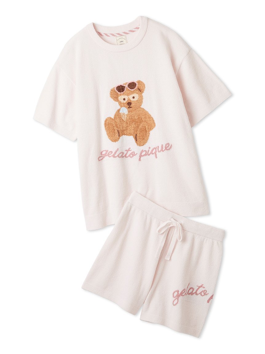 【ジェラート ピケ/gelato pique】の【ONLINE限定】サマーベアジャガードプルオーバー ロゴジャガードショートパンツセット インテリア・キッズ・メンズ・レディースファッション・服の通販 founy(ファウニー) 　ファッション　Fashion　レディースファッション　Fashion for Women　パンツ　Pants & Trousers　ショートパンツ・ハーフパンツ　High-Waisted & Relaxed Shorts　カラフル　Colorful Design　サマー　Summer, Summer Style　サングラス　Sunglasses, Shades　ショート　Short, Short Length　スマート　Smart, Elegant　セットアップ　Set-Up, Coordinated Outfit　半袖　Short Sleeve, Half Sleeve　おすすめ　Recommended / Our Picks　お家時間・ステイホーム　Stay Home / At Home　夏　Summer　ギフト プレゼント　Gift / Present　PNK[066]|ID: prp329100004992782 ipo3291000000037392548