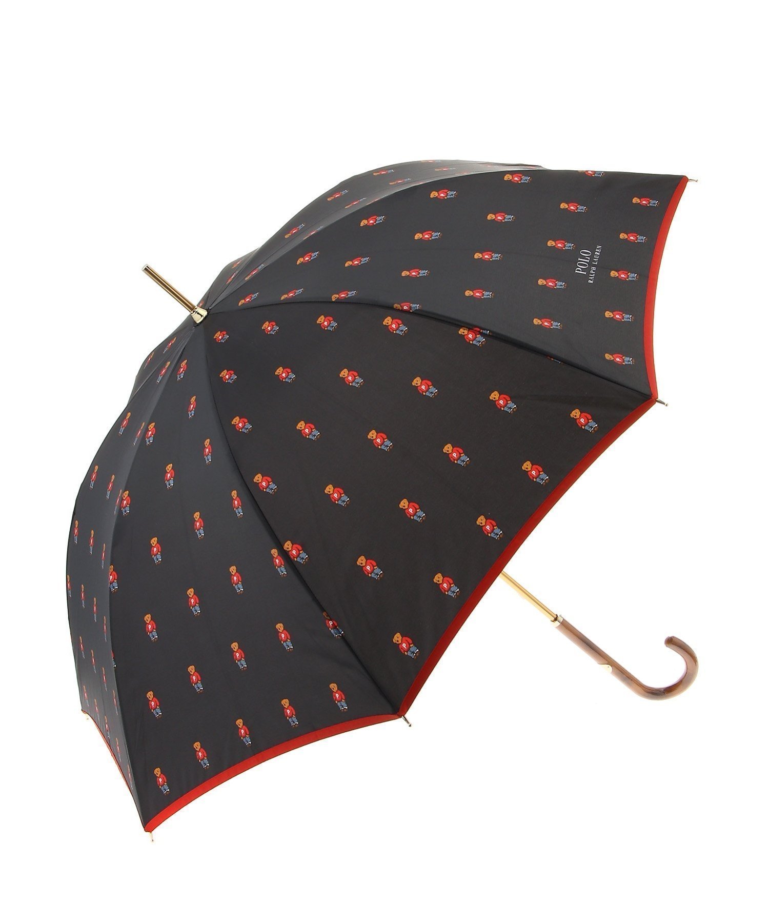 【ムーンバット/MOONBAT】のPOLO RALPH LAUREN (ポロ ラルフローレン) 雨傘 長傘 レディース ポロベア プリント インテリア・キッズ・メンズ・レディースファッション・服の通販 founy(ファウニー) 　ファッション　Fashion　レディースファッション　Fashion for Women　レイングッズ・傘・晴雨兼用傘　Umbrellas & Rain Gear　アイビー　Ivy Pattern　トリミング　Trimming, Decorative Edge　ニューヨーク　New York, NYC Style　プリント　Print, Printed Pattern　傘　Umbrella, Parasol　ブラック|ID: prp329100004992783 ipo3291000000037392571