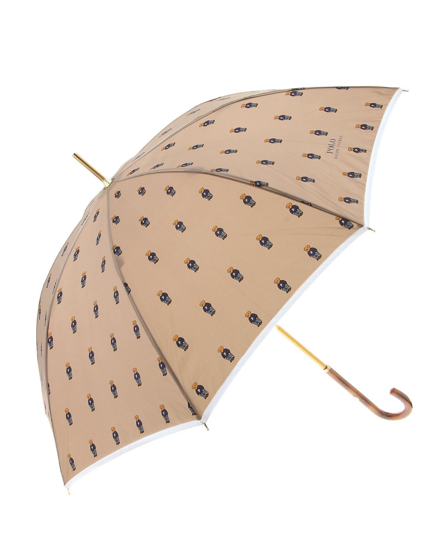 【ムーンバット/MOONBAT】のPOLO RALPH LAUREN (ポロ ラルフローレン) 雨傘 長傘 レディース ポロベア プリント インテリア・キッズ・メンズ・レディースファッション・服の通販 founy(ファウニー) 　ファッション　Fashion　レディースファッション　Fashion for Women　レイングッズ・傘・晴雨兼用傘　Umbrellas & Rain Gear　アイビー　Ivy Pattern　トリミング　Trimming, Decorative Edge　ニューヨーク　New York, NYC Style　プリント　Print, Printed Pattern　傘　Umbrella, Parasol　ベージュ|ID: prp329100004992783 ipo3291000000037392572