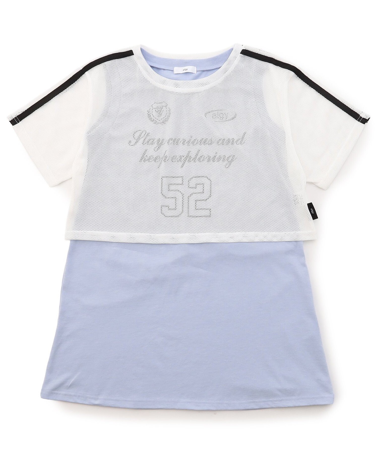 【エフオー オンラインストア/F.O.Online Store / KIDS】のメッシュT ミニワンピ インテリア・キッズ・メンズ・レディースファッション・服の通販 founy(ファウニー) 　ファッション　Fashion　キッズファッション　Fashion for Kids　ワンピース　Dresses　トレンド　Trend, Trending Now　プリント　Print, Printed Pattern　メッシュ　Mesh, Net Fabric　リアル　Real, Realistic　サックス|ID: prp329100004992802 ipo3291000000037393261