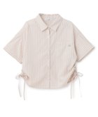 【ナルミヤ オンライン/NARUMIYA ONELINE / KIDS】の短丈ドロストストライプ半袖シャツ 大人の最旬トレンドファッション＆コーディネート founy(ファウニー) ファッション Fashion キッズファッション Fashion for Kids ストライプ Stripe, Striped Pattern ドローストリング Drawstring, Pull Cord バランス Balance, Style Balance ポケット Pocket, Pocket Detail ミニスカート Mini Skirt, Short Skirt 半袖 Short Sleeve, Half Sleeve thumbnail ベージュ|ID: prp329100004992803 ipo3291000000037393263