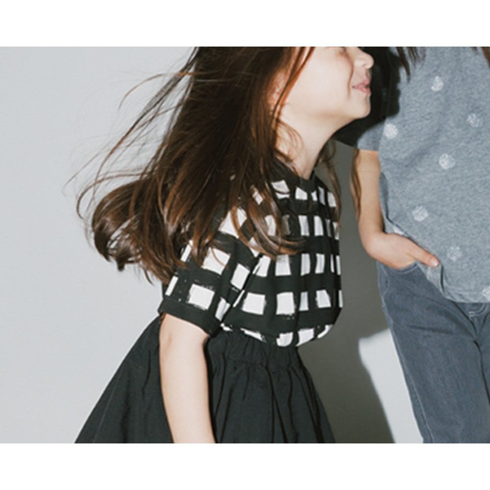 【ブランシェス/branshes / KIDS】の【b.+A】金子綾/半袖Tシャツ インテリア・キッズ・メンズ・レディースファッション・服の通販 founy(ファウニー) 　ファッション　Fashion　キッズファッション　Fashion for Kids　シンプル　Simple, Minimal　チェック　Check, Plaid, Tartan　ドット　Polka Dot, Dot Pattern　手描き　Hand-Drawn, Illustrated　人気　Popular, Best Seller　フォルム　Silhouette, Form　ベーシック　Basic, Essential　ボトム　Bottoms, Lower Wear　半袖　Short Sleeve, Half Sleeve　モノトーン　Monotone, Black and White　リラックス　Relax, Relaxed Fit　エレガント 上品　Elegant　86:ミックス_格子|ID: prp329100004992810 ipo3291000000037393324