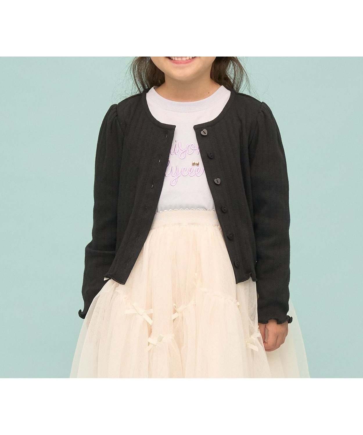 【ナルミヤ オンライン/NARUMIYA ONELINE / KIDS】の【UV加工】【温度調整できる】パターンメッシュカーディガン インテリア・キッズ・メンズ・レディースファッション・服の通販 founy(ファウニー) 　ファッション　Fashion　キッズファッション　Fashion for Kids　カーディガン　Cardigan, Knitwear　コンパクト　Compact, Small Size　シンプル　Simple, Minimal　パターン　Pattern, Design Print　フォーマル　Formal, Dressy　メッシュ　Mesh, Net Fabric　夏　Summer　黒|ID: prp329100004992818 ipo3291000000037393438