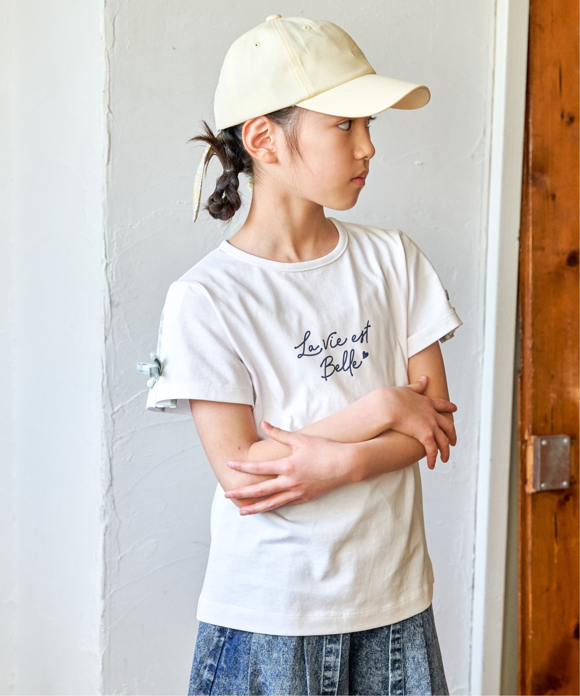 【イッカ/ikka / KIDS】の冷感肩ギンガム切り替えロゴT(120~160cm) インテリア・キッズ・メンズ・レディースファッション・服の通販 founy(ファウニー) 　ファッション　Fashion　キッズファッション　Fashion for Kids　ギンガム　Gingham, Gingham Fabric　シンプル　Simple, Minimal　チェック　Check, Plaid, Tartan　オフホワイト|ID: prp329100004992819 ipo3291000000037393478
