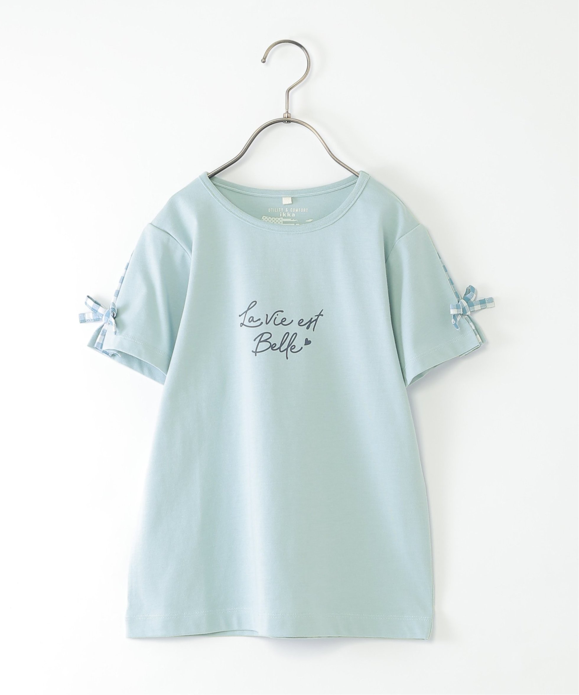 【イッカ/ikka / KIDS】の冷感肩ギンガム切り替えロゴT(120~160cm) インテリア・キッズ・メンズ・レディースファッション・服の通販 founy(ファウニー) 　ファッション　Fashion　キッズファッション　Fashion for Kids　ギンガム　Gingham, Gingham Fabric　シンプル　Simple, Minimal　チェック　Check, Plaid, Tartan　サックスブルー|ID: prp329100004992819 ipo3291000000037393479
