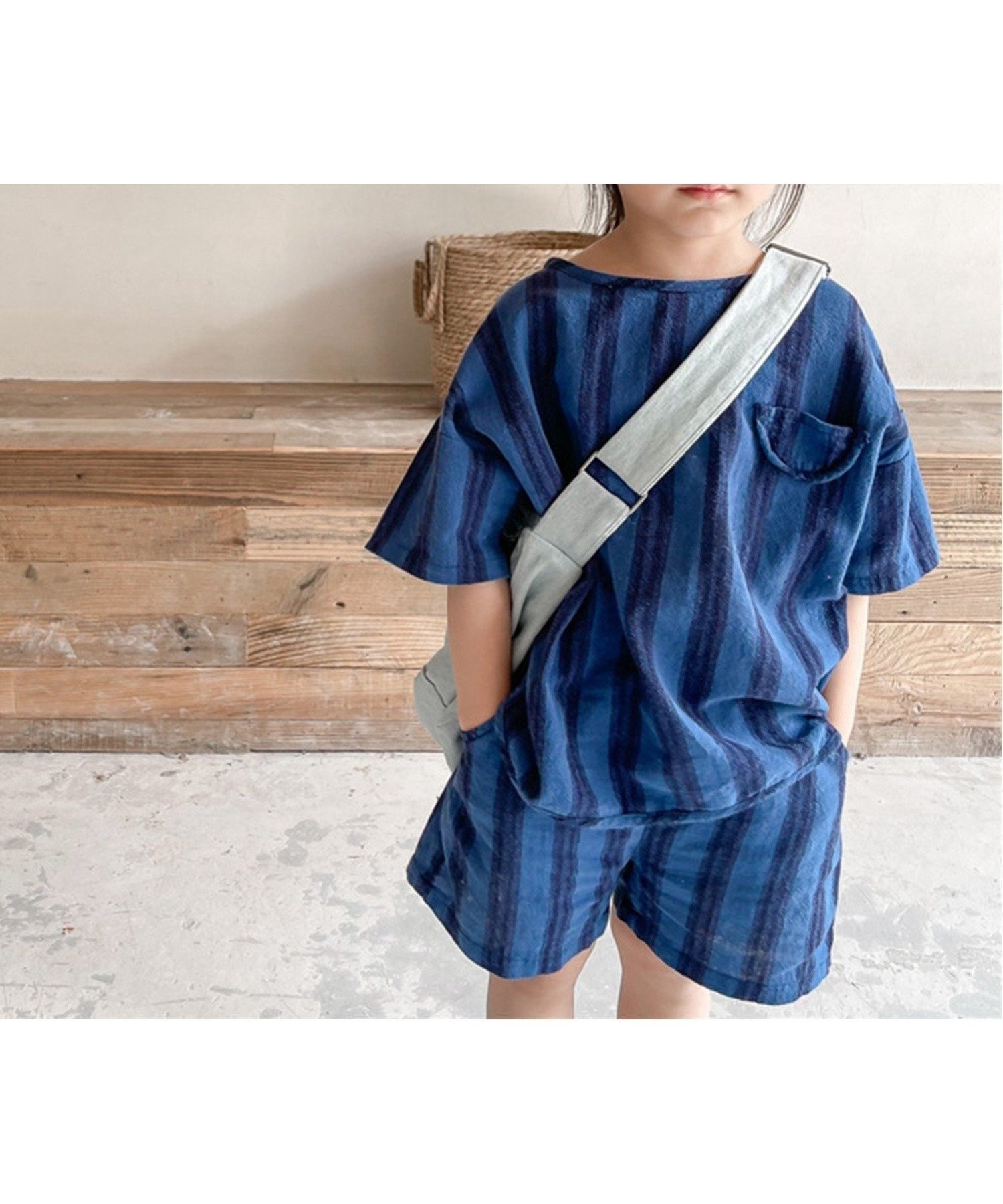 【アイモハ/aimoha / KIDS】のaimoha KIDS/【aimoha-KIDS-】 韓国子供服 ストライプ柄半袖セットアップ インテリア・キッズ・メンズ・レディースファッション・服の通販 founy(ファウニー) 　ファッション　Fashion　キッズファッション　Fashion for Kids　ストライプ　Stripe, Striped Pattern　セットアップ　Set-Up, Coordinated Outfit　半袖　Short Sleeve, Half Sleeve　ネイビー|ID: prp329100004992820 ipo3291000000037393488