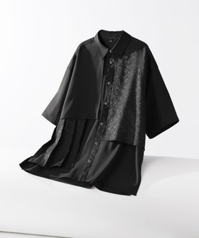 【ハレ/HARE / MEN】のジャガードプリーツフラシシャツ 大人の最旬トレンドファッション＆コーディネート founy(ファウニー) ファッション Fashion メンズファッション Fashion for Men アシンメトリー Asymmetrical Style フロント Front, Front Design プリーツ Pleats, Pleated エレガント 上品 Elegant |ID:prp329100004992839