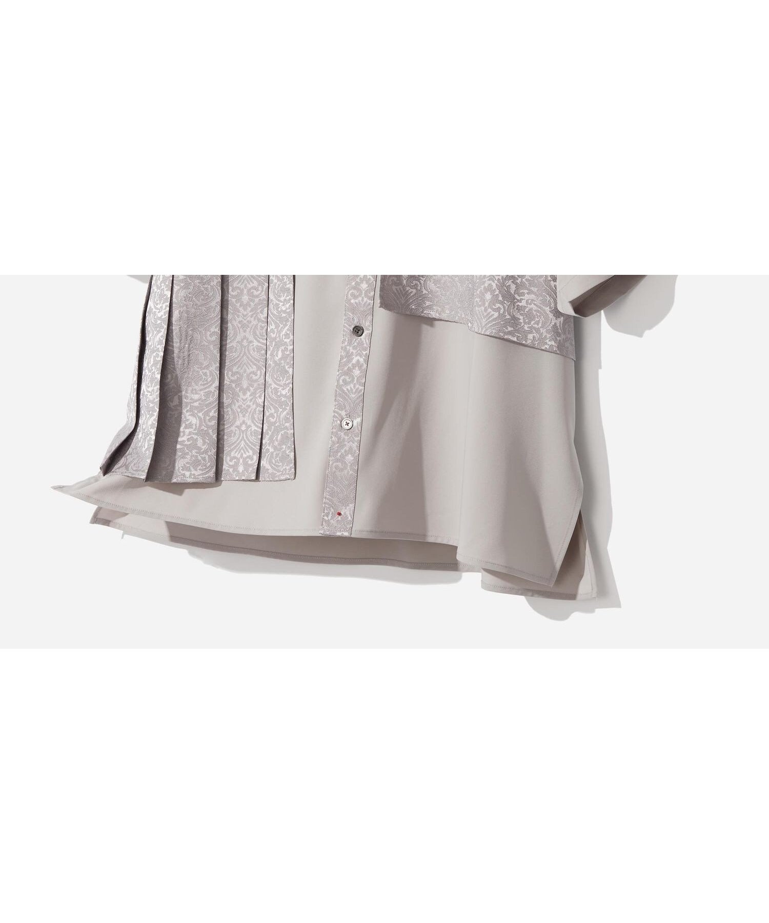 【ハレ/HARE / MEN】のジャガードプリーツフラシシャツ インテリア・キッズ・メンズ・レディースファッション・服の通販 founy(ファウニー) 　ファッション　Fashion　メンズファッション　Fashion for Men　アシンメトリー　Asymmetrical Style　フロント　Front, Front Design　プリーツ　Pleats, Pleated　エレガント 上品　Elegant　●グレー15|ID: prp329100004992839 ipo3291000000037393586
