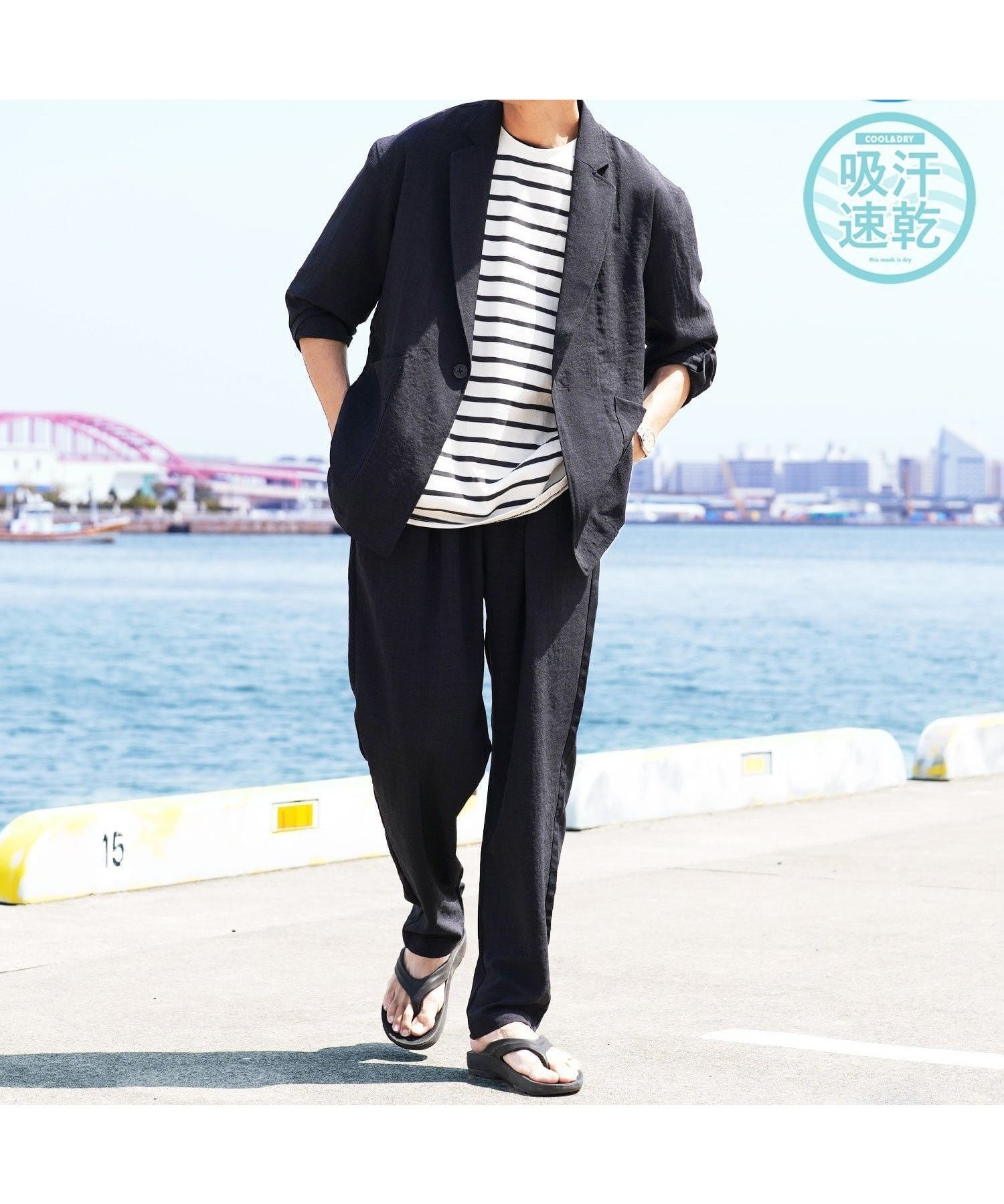 【ジギーズショップ/JIGGYS SHOP / MEN】の【セットアップ】 撥水 リネンライク カジュアルスーツ 上下セット 26SS インテリア・キッズ・メンズ・レディースファッション・服の通販 founy(ファウニー) 　ファッション　Fashion　メンズファッション　Fashion for Men　セットアップ　Matching Sets　カーディガン　Cardigan, Knitwear　ジャケット　Jacket, Outerwear　スーツ　Suit, Formalwear　セットアップ　Set-Up, Coordinated Outfit　タフタ　Taffeta, Structured Fabric　トレンド　Trend, Trending Now　ドレス　Dress, One-Piece　パッチ　Patch, Appliqué　フロント　Front, Front Design　プレーン　Plain, Simple　ポケット　Pocket, Pocket Detail　半袖　Short Sleeve, Half Sleeve　メンズ　Men's, Menswear　リネン　Linen, Linen Fabric　リラックス　Relax, Relaxed Fit　おすすめ　Recommended / Our Picks　夏　Summer　2026年　2026　2026春夏・S/S　Spring/Summer 2026 SS26　ブラック|ID: prp329100004992841 ipo3291000000037393602