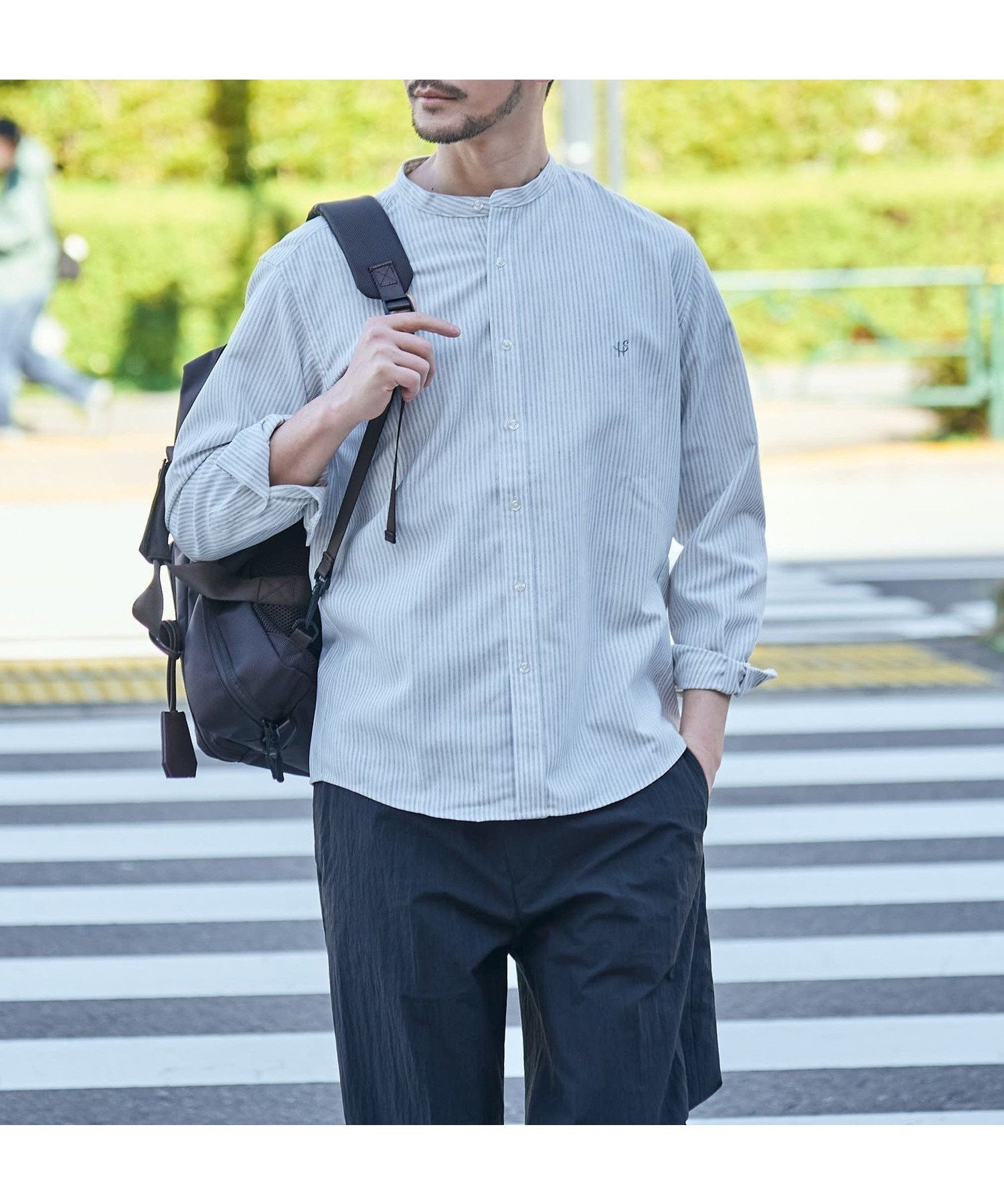【シップス/SHIPS / MEN】の【WEB限定】SHIPS 防シワ・吸水速乾 Drymix ワンポイントロゴバンドカラーシャツ インテリア・キッズ・メンズ・レディースファッション・服の通販 founy(ファウニー) ファッション Fashion メンズファッション Fashion for Men カーディガン Cardigan, Knitwear 吸水 Absorbent, Quick-Dry ジャケット Jacket, Outerwear スタイリッシュ Stylish, Fashionable 定番 Standard, Basic Item おすすめ Recommended / Our Picks ビジネス 仕事 通勤 Business / Work / Commuting ダークグレー|ID: prp329100004992847 ipo3291000000037393618