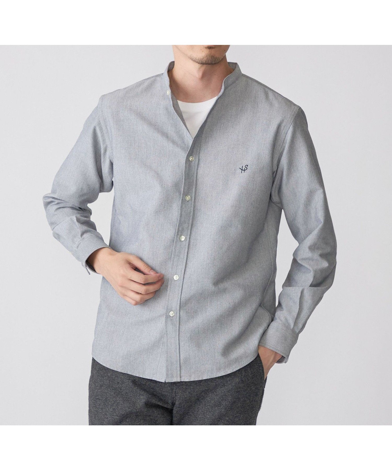 【シップス/SHIPS / MEN】の【WEB限定】SHIPS 防シワ・吸水速乾 Drymix ワンポイントロゴバンドカラーシャツ インテリア・キッズ・メンズ・レディースファッション・服の通販 founy(ファウニー) ファッション Fashion メンズファッション Fashion for Men カーディガン Cardigan, Knitwear 吸水 Absorbent, Quick-Dry ジャケット Jacket, Outerwear スタイリッシュ Stylish, Fashionable 定番 Standard, Basic Item おすすめ Recommended / Our Picks ビジネス 仕事 通勤 Business / Work / Commuting グレー|ID: prp329100004992847 ipo3291000000037393620